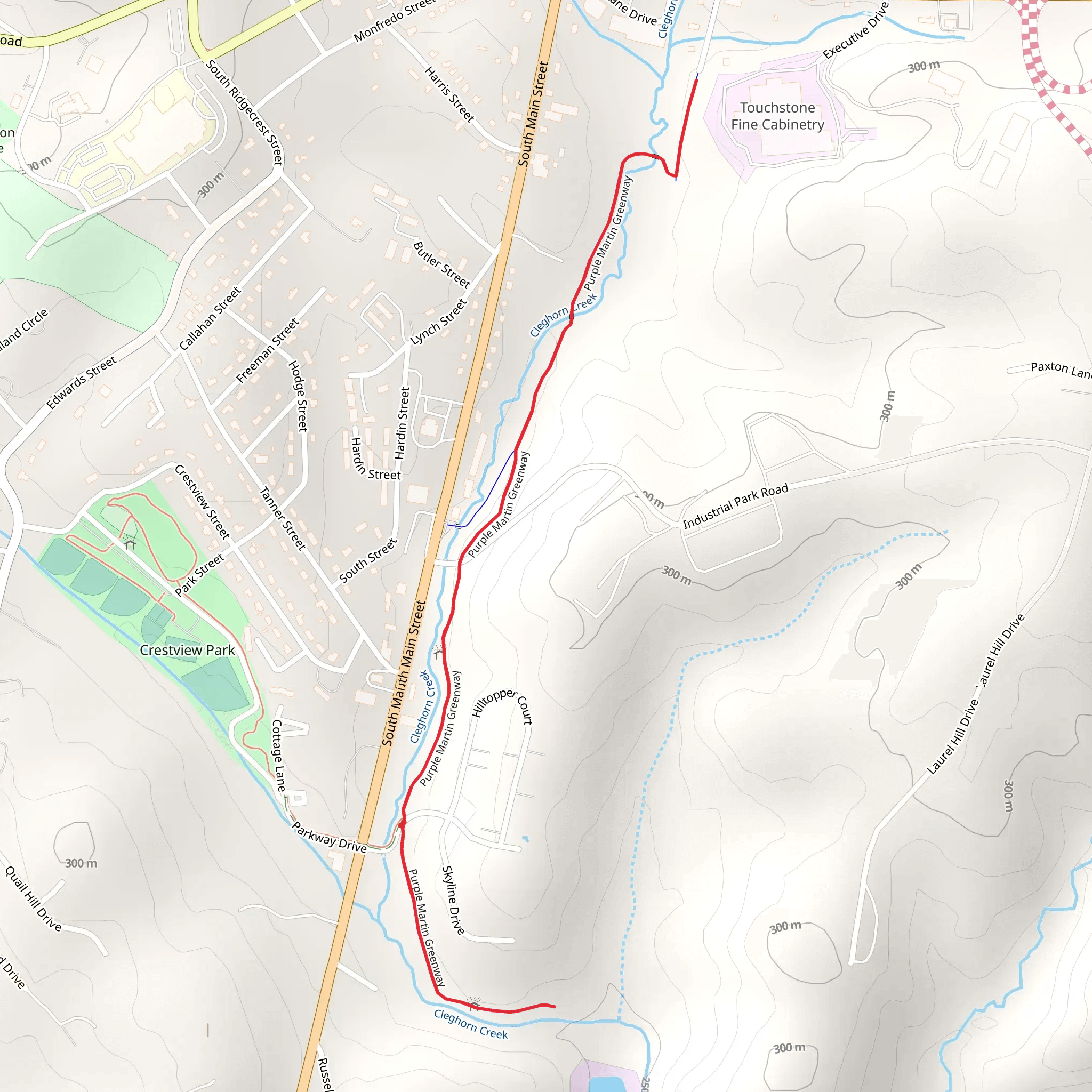 Purple Martin Greenway and Cleghorn Creek mobile static map