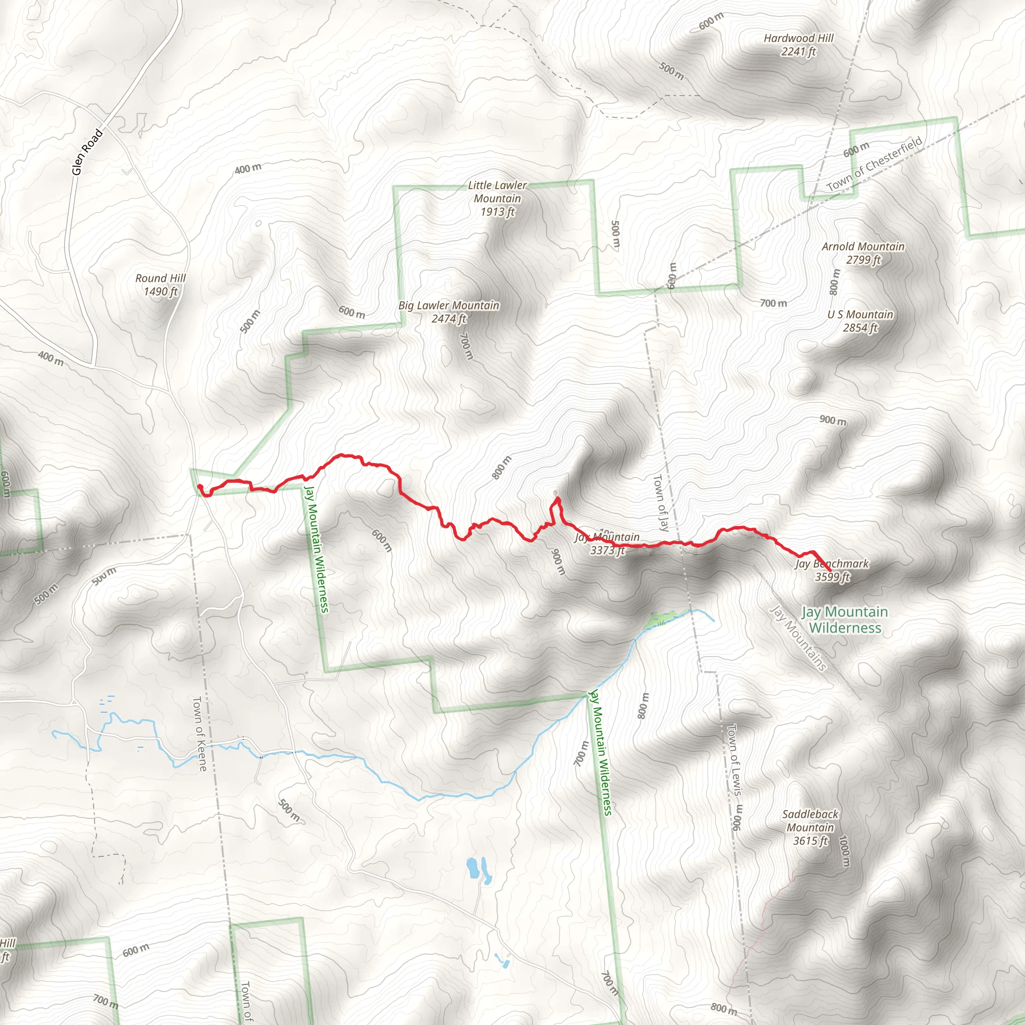 Jay Mountain and Jay Benchmark Trail mobile static map