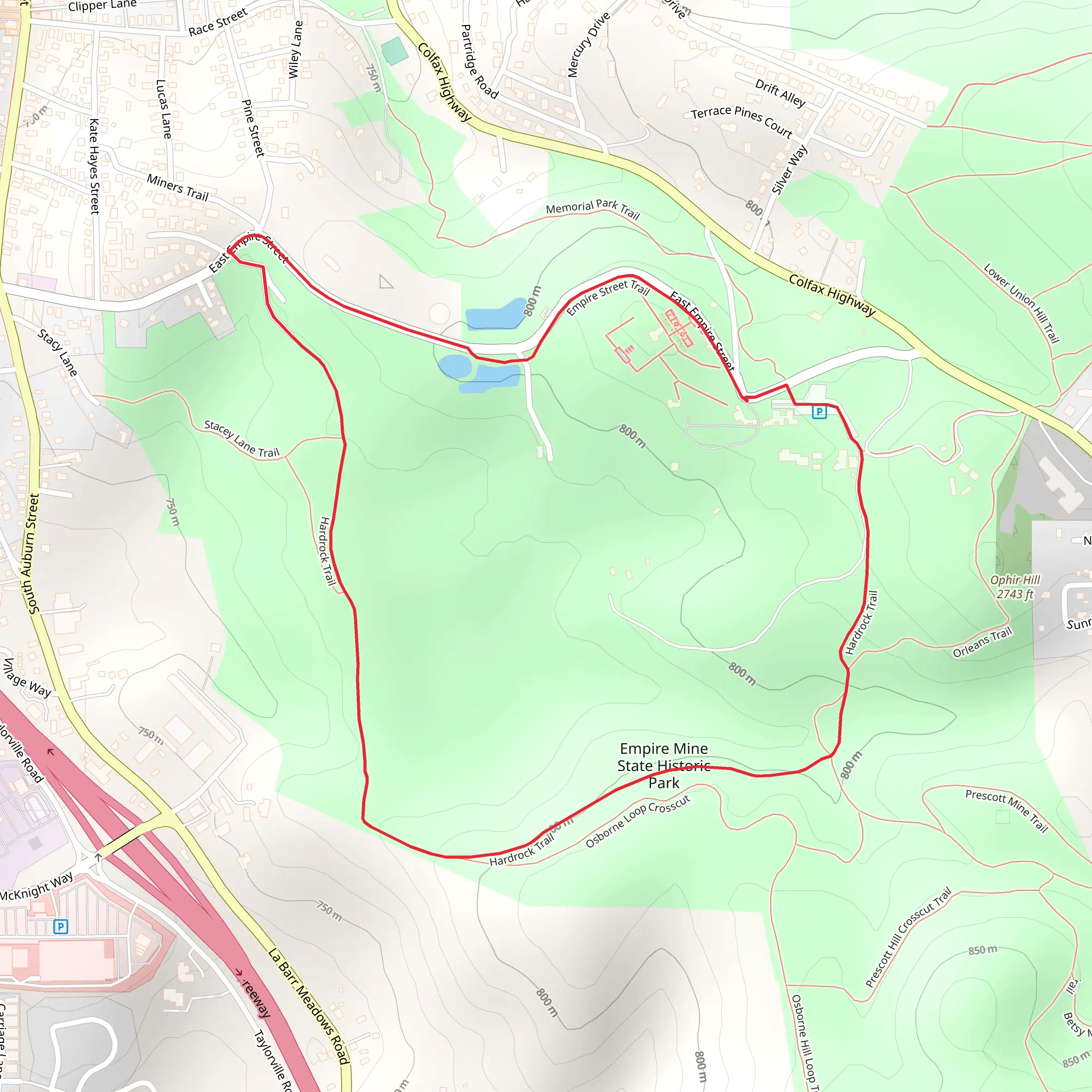 Empire Street and Hardrock Loop Trail mobile static map