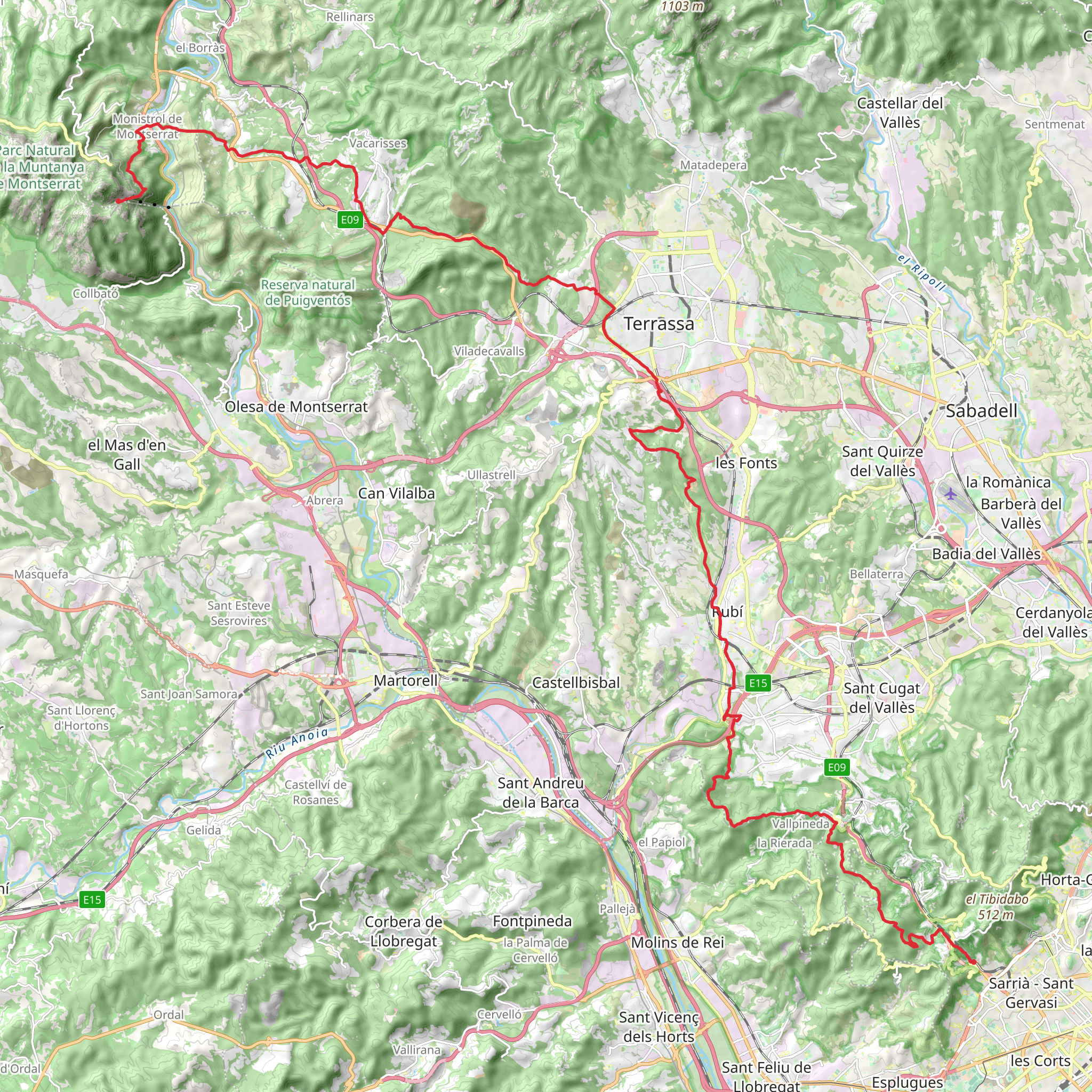 GR 96 - Camí Romeu to Montserrat mobile static map