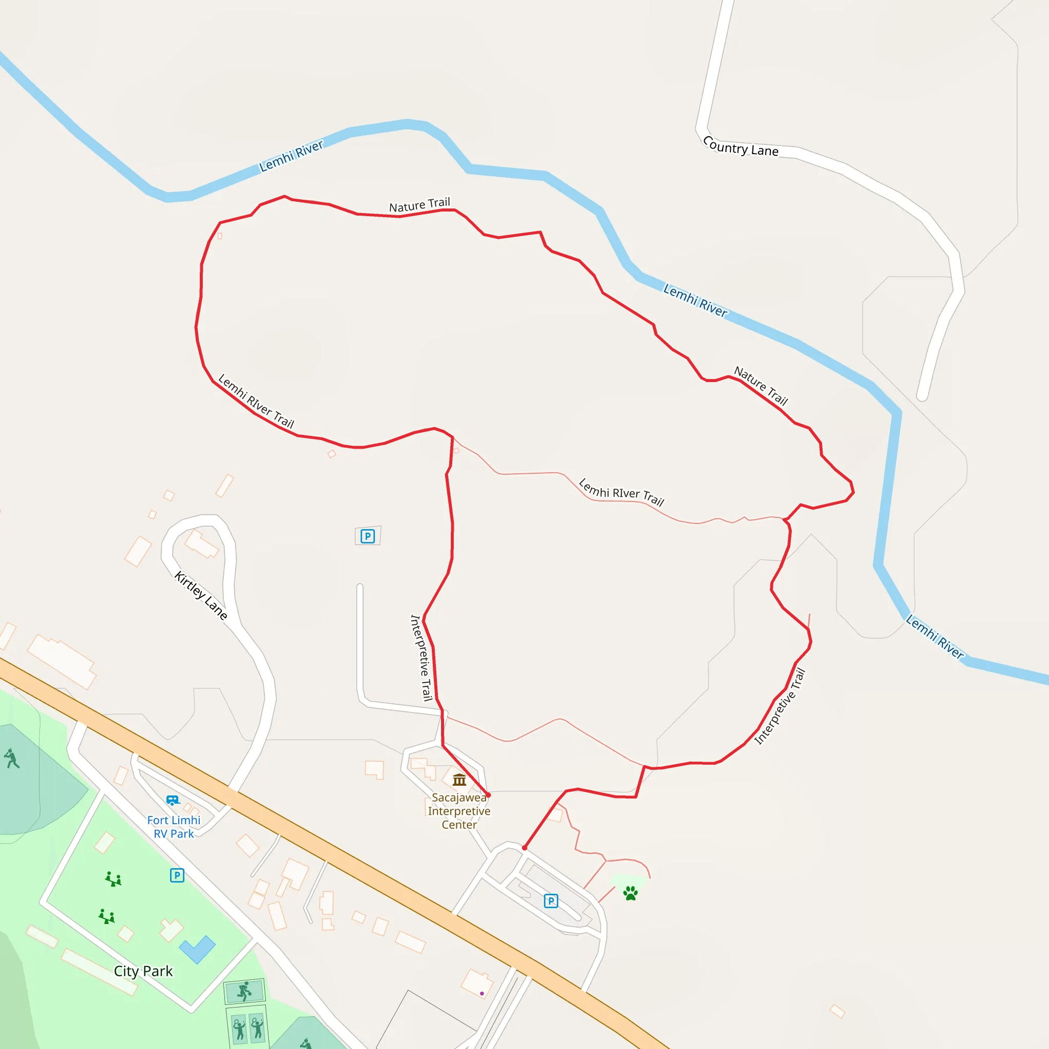 Nature Trail and Lemhi River Loop Trail mobile static map