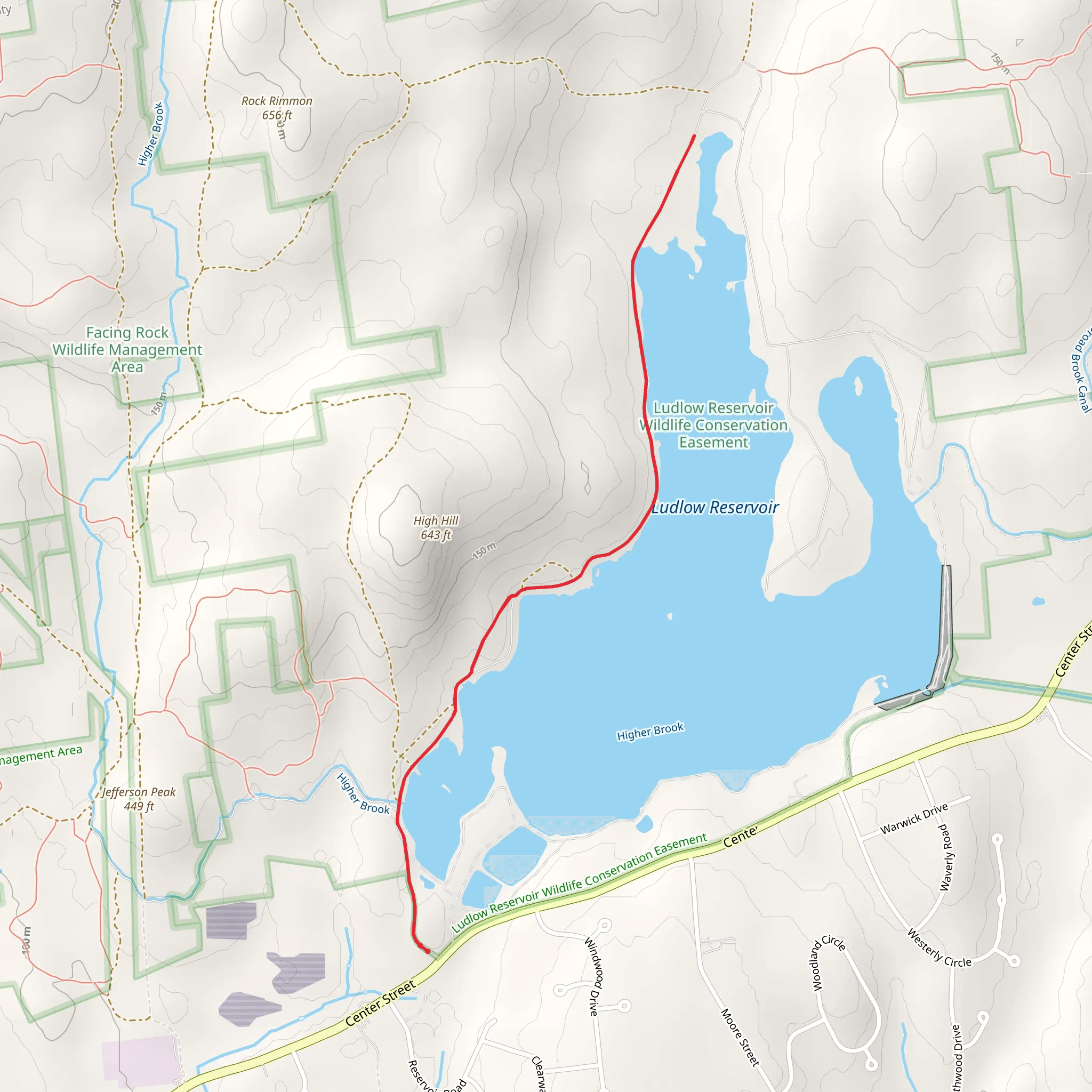 High Hill and Ludlow Reservoir mobile static map