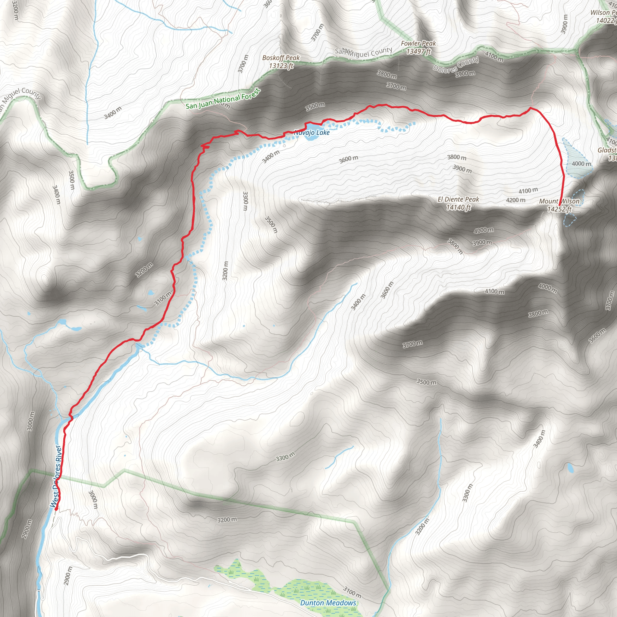 Mount Wilson via Navajo Lake mobile static map
