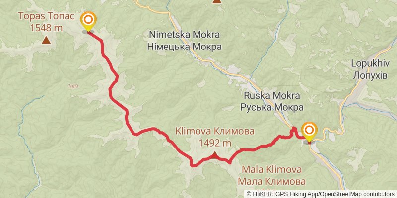 Trans Carpathian Hike stage 53 Map
