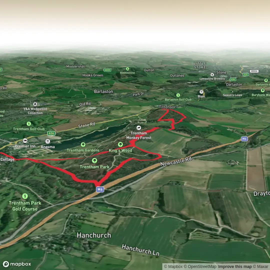 An image depicting the trail Trentham Park and The Oaks and its surrounding area.