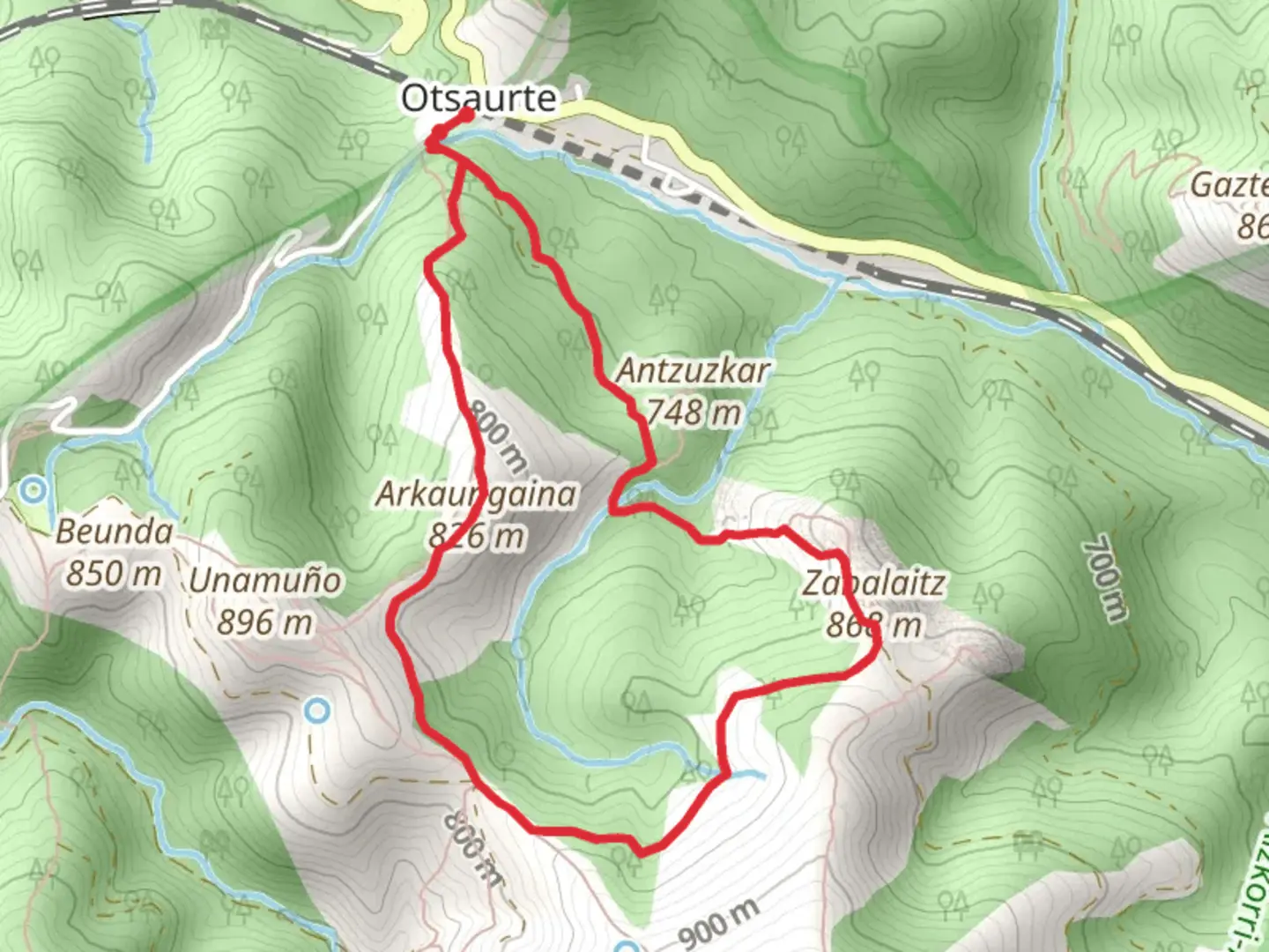 An image depicting the trail Path of the Shepherds of Otsuarte SL GI 3004 and its surrounding area.