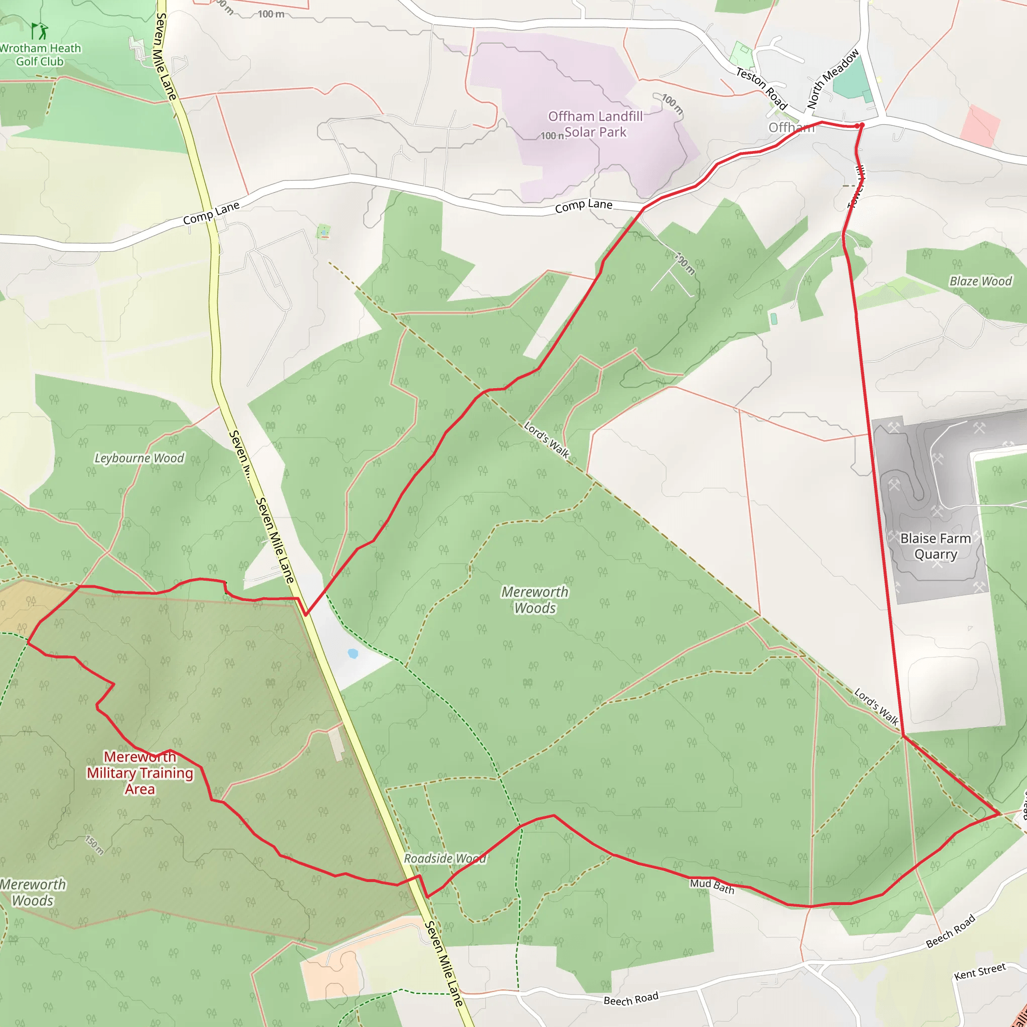 Mereworth Woods Loop - Offham mobile static map