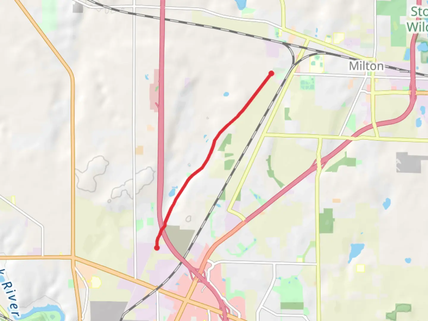 An image depicting the trail Ice Age Trail - Milton Junction and its surrounding area.