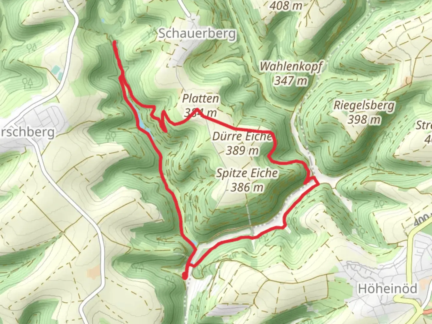 An image depicting the trail Kesselblick and Platten Loop via Slickinger Hoehenweg and its surrounding area.