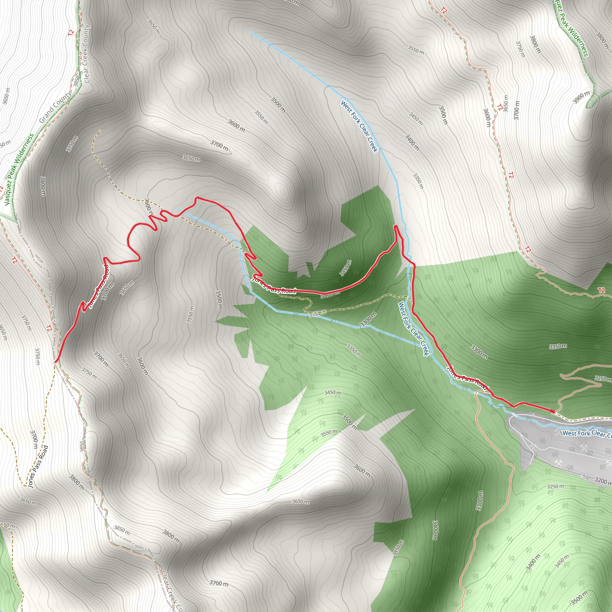 Jones Pass Trail mobile static map