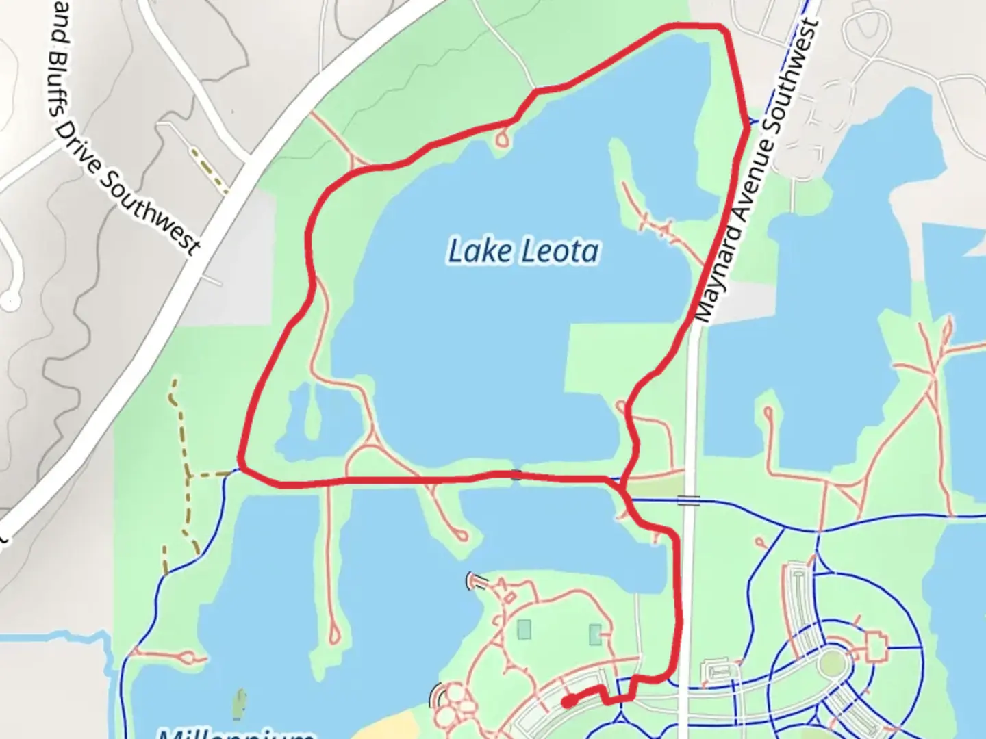 An image depicting the trail Lake Leota Loop and its surrounding area.