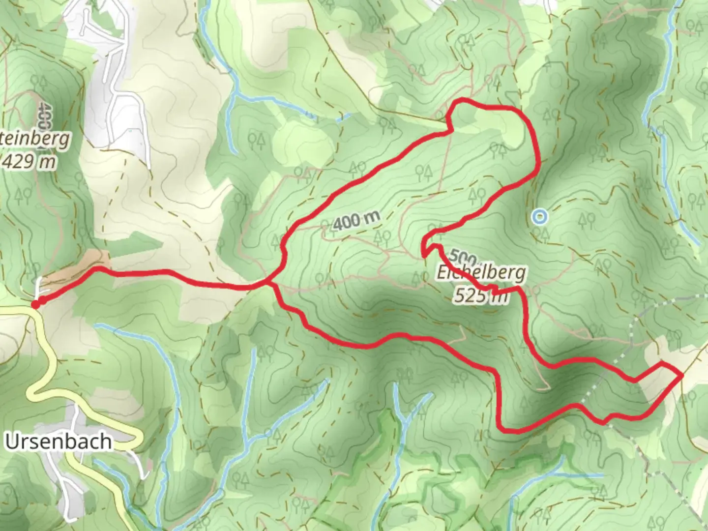 An image depicting the trail Eichelberg Loop and its surrounding area.