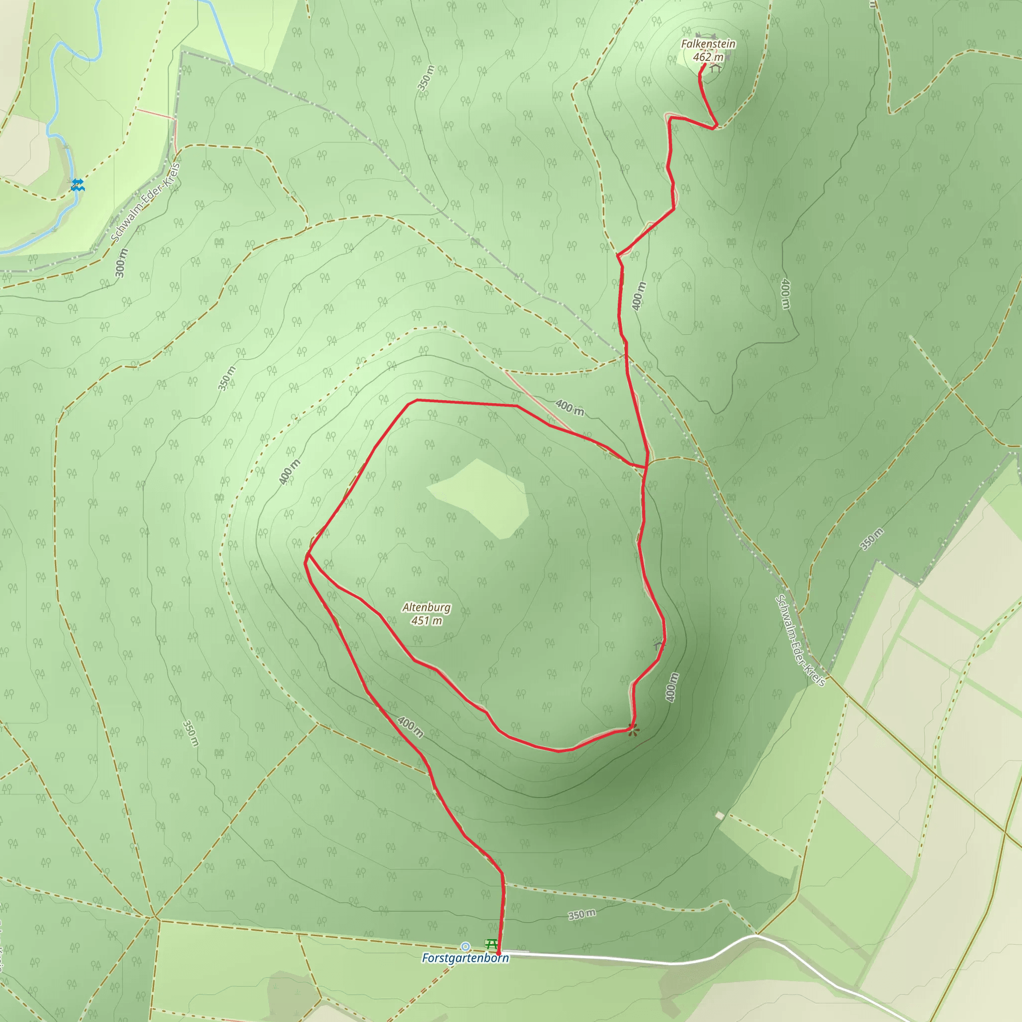 Altenburg Hill and Falkenstein Castle Loop via Habichtswaldsteig mobile static map