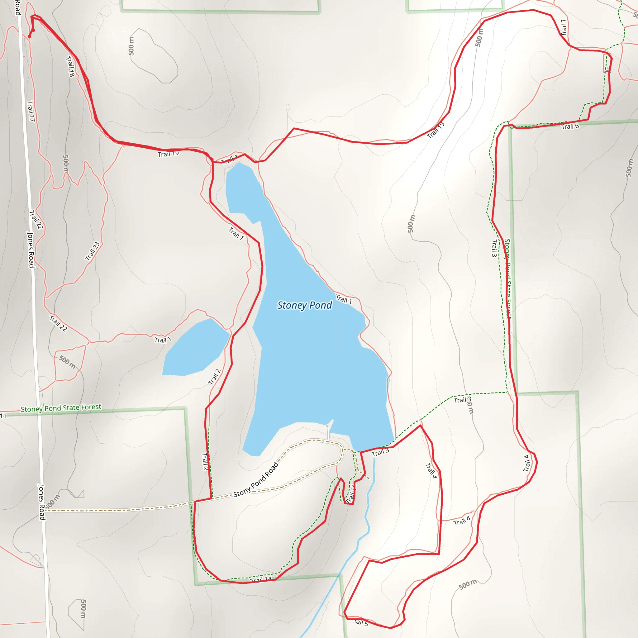 Stoney Pond State Forest Loop mobile static map