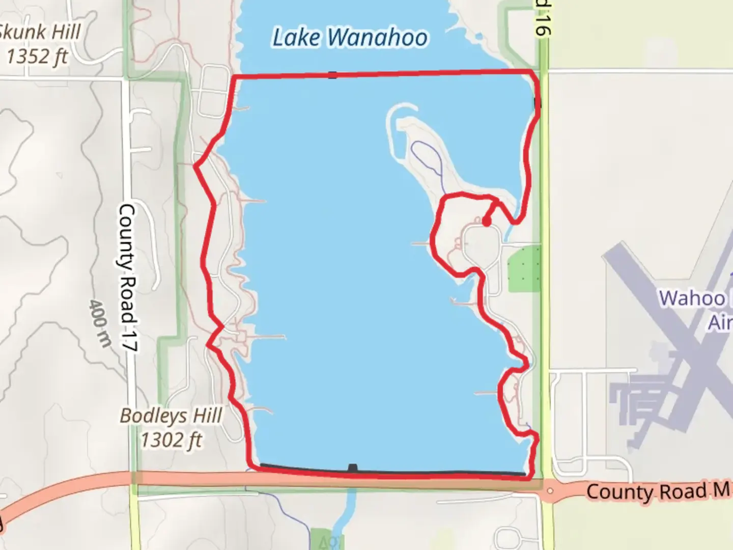 An image depicting the trail Lake Wanahoo Loop and its surrounding area.