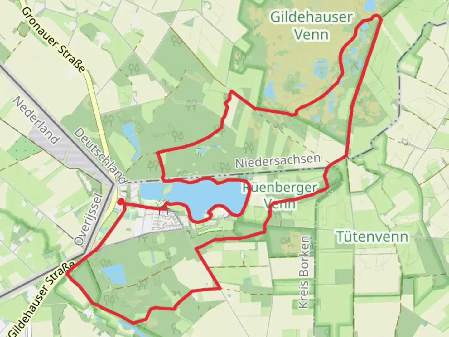 An image depicting the trail Dreiländersee via Hollandgaengerweg and its surrounding area.