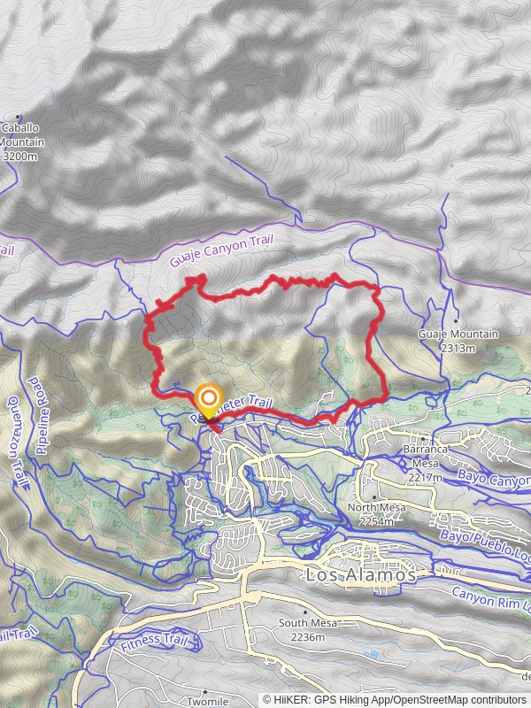Mitchell Trail, Cabra Loop Trail and Guaje Ridge Trail mobile static map