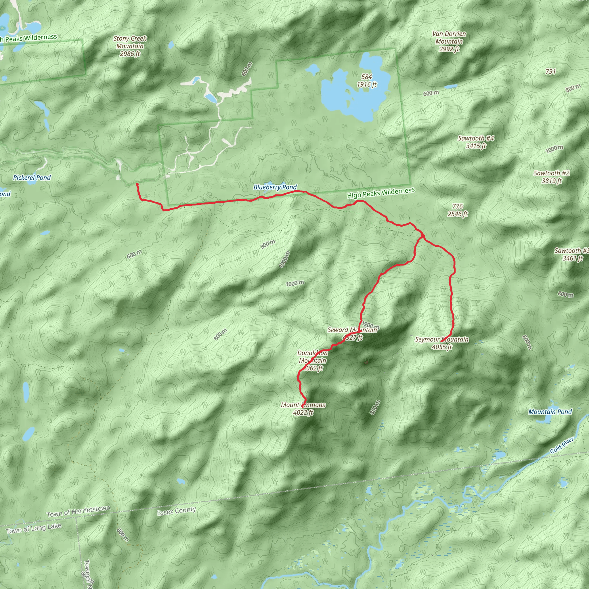 Seward Mountain and Mount Emmons via Blueberry Trail mobile static map