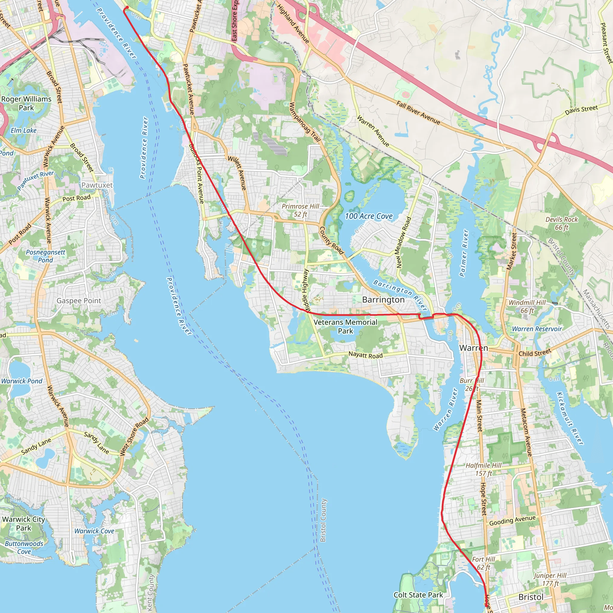East Bay Bike Path mobile static map