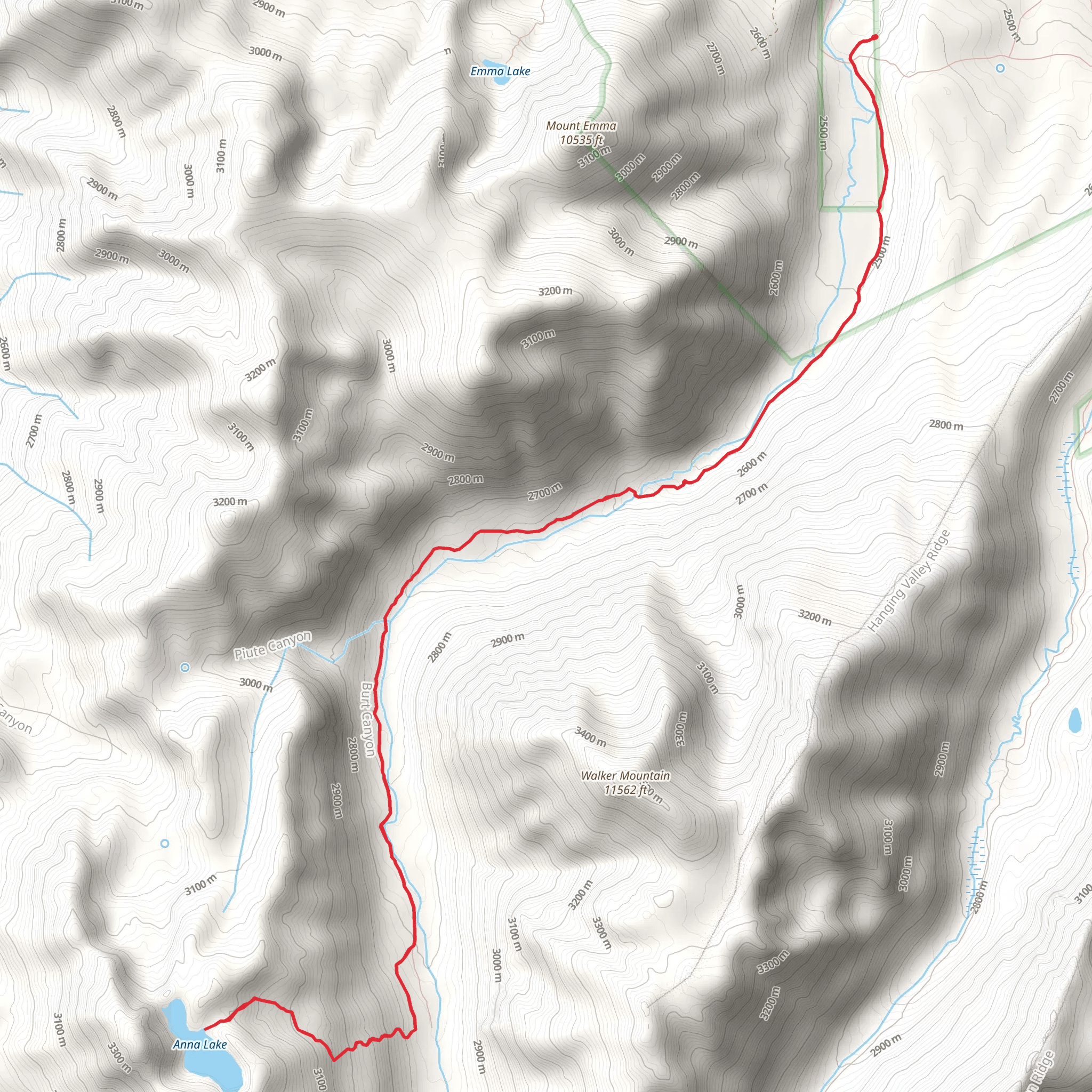 Anna Lake via Little Walker River mobile static map