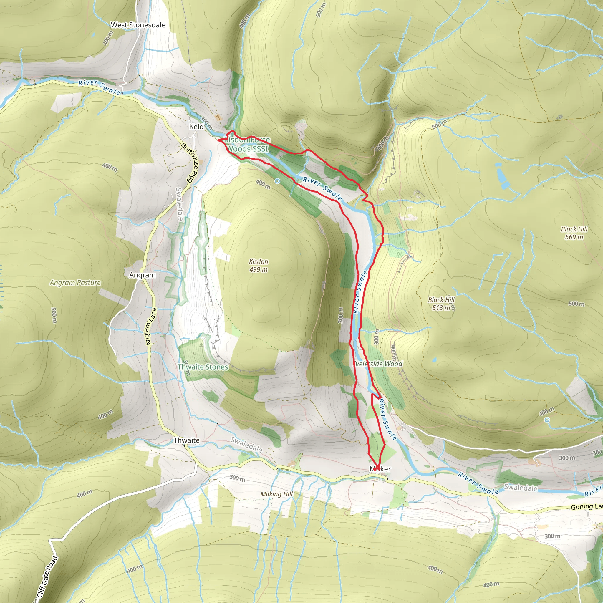 Hike from Muker mobile static map