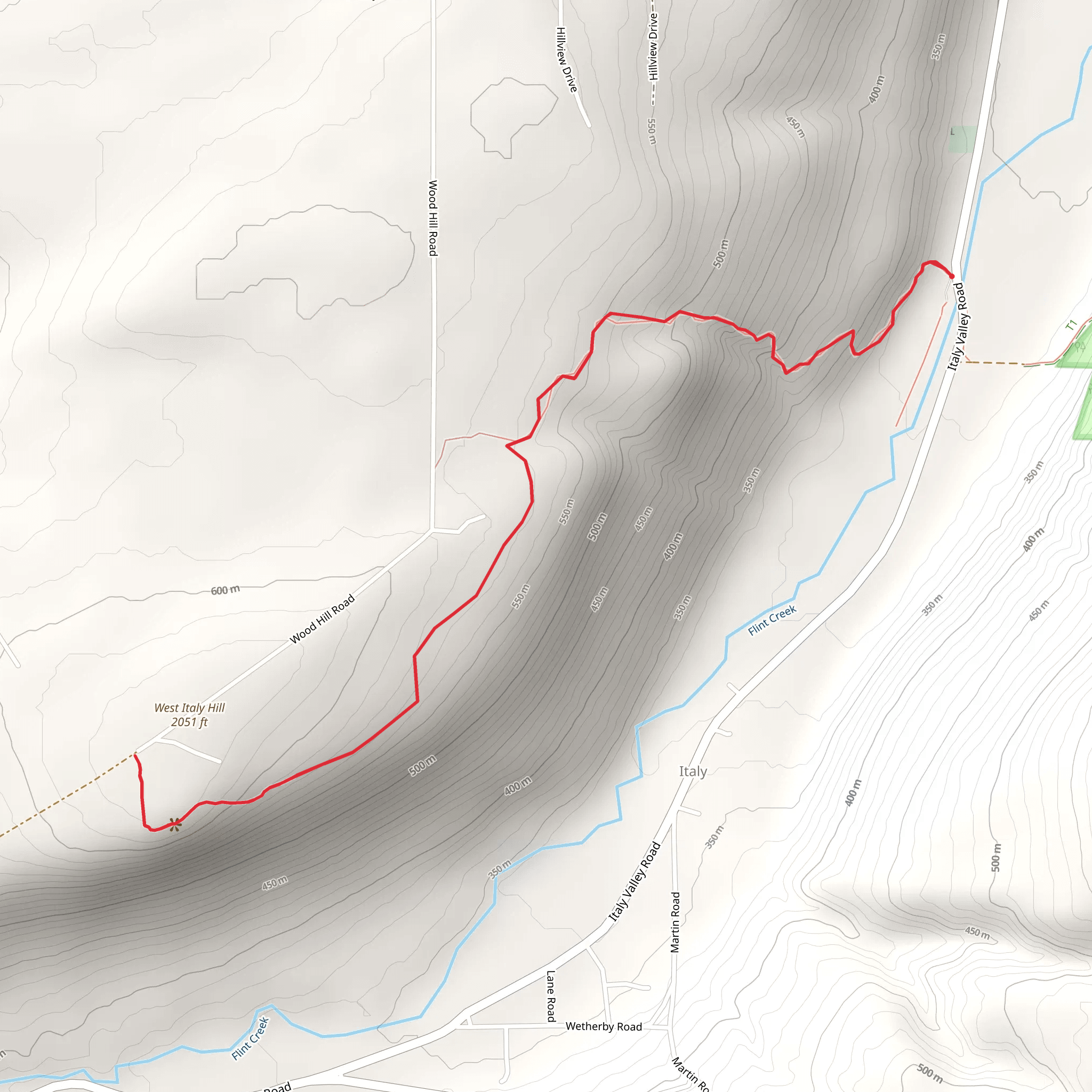 Italy Valley Road Trail mobile static map