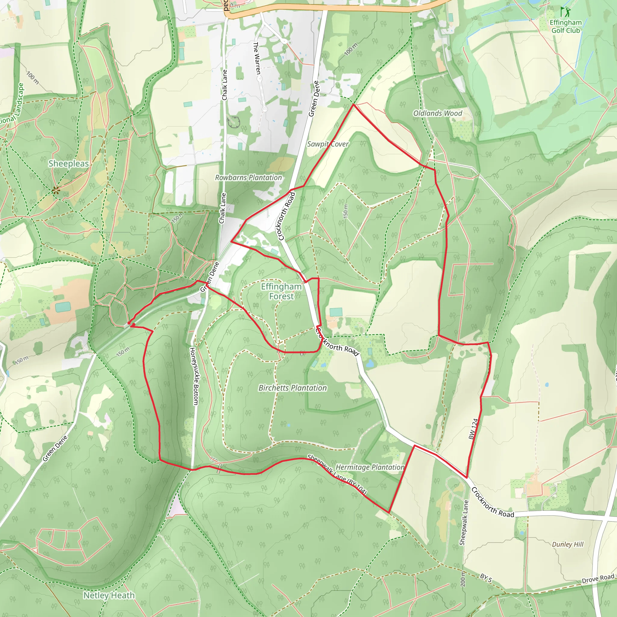 Sheep Walk, Kiln Field Coppice and Coles Copse Loop mobile static map