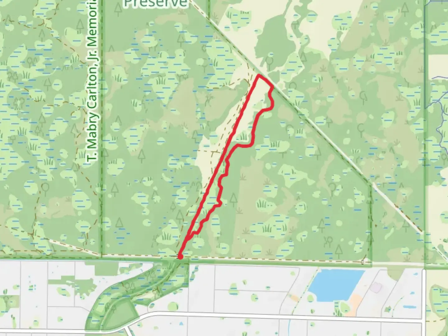 An image depicting the trail Prosper and Prosper Return Loop and its surrounding area.