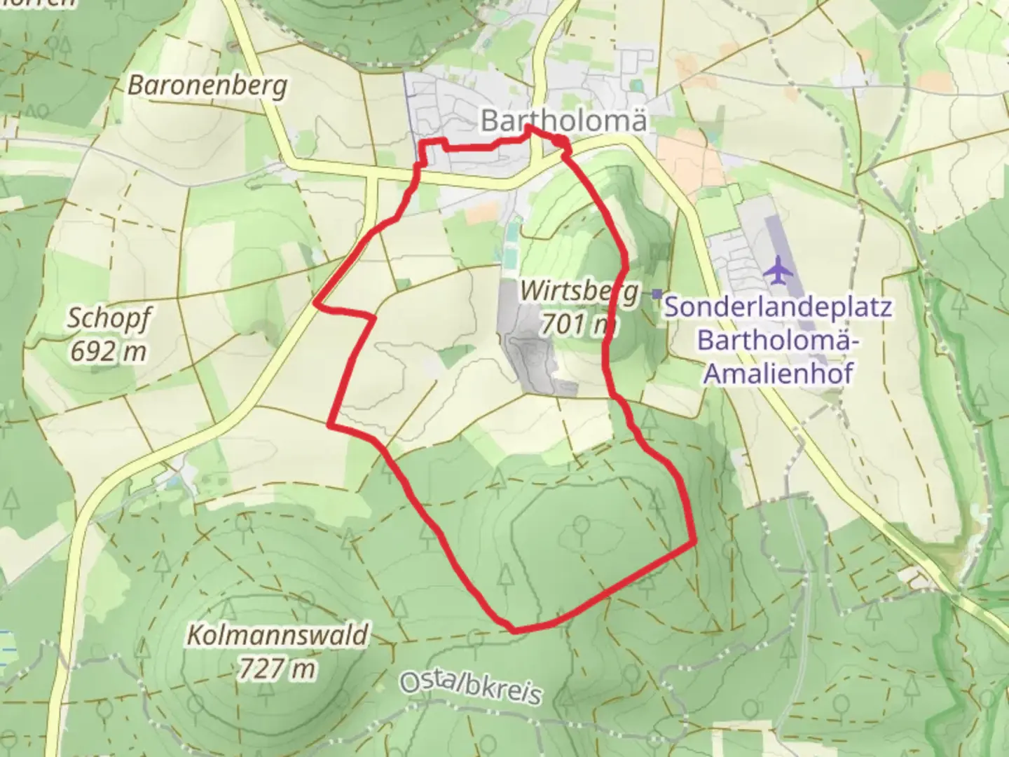 An image depicting the trail Bartholomä Loop and its surrounding area.