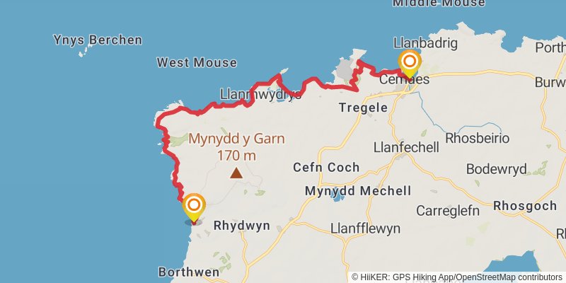 Holyhead to Chepstow Walk stage 2 Map