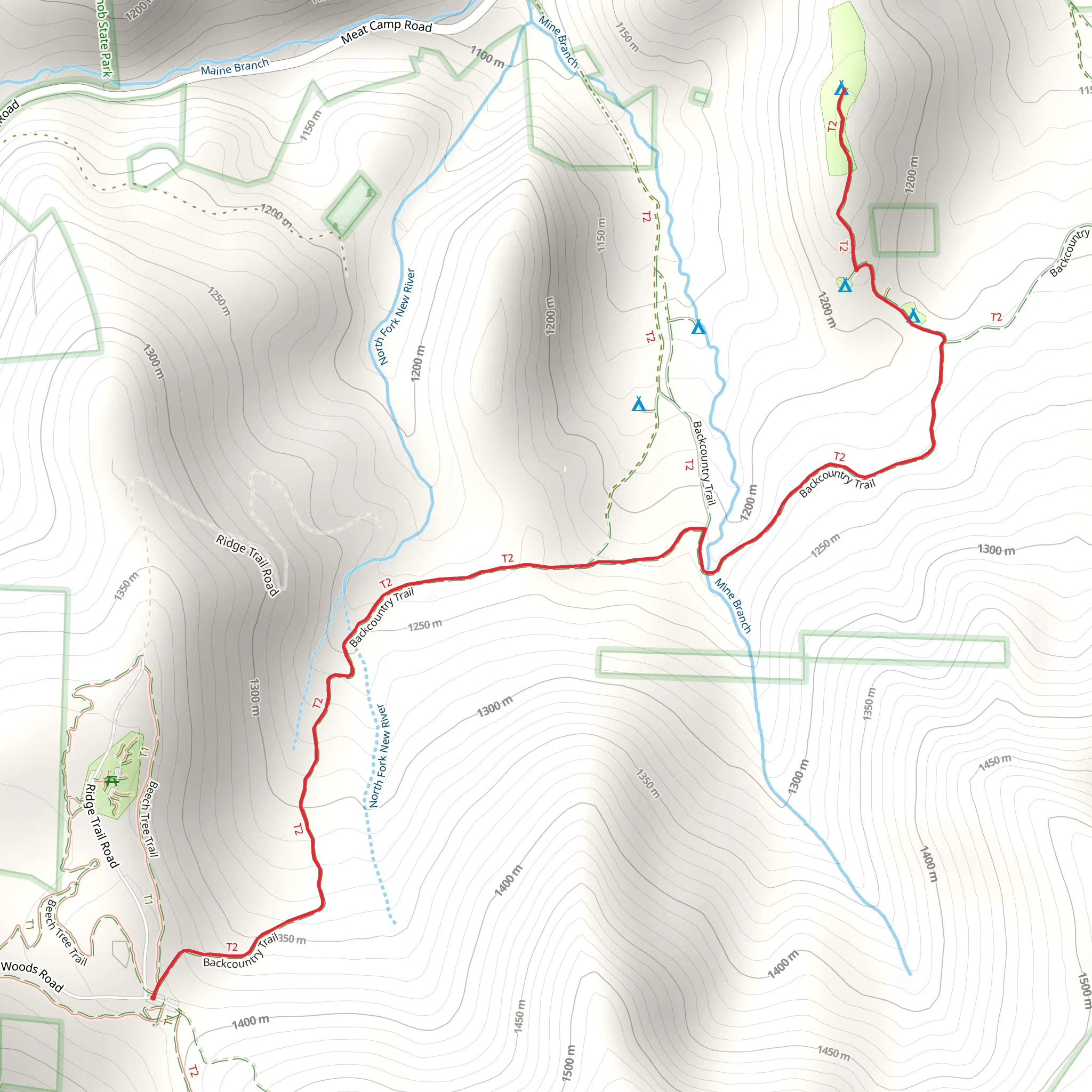 Zone Camp A via Backcountry Trail mobile static map