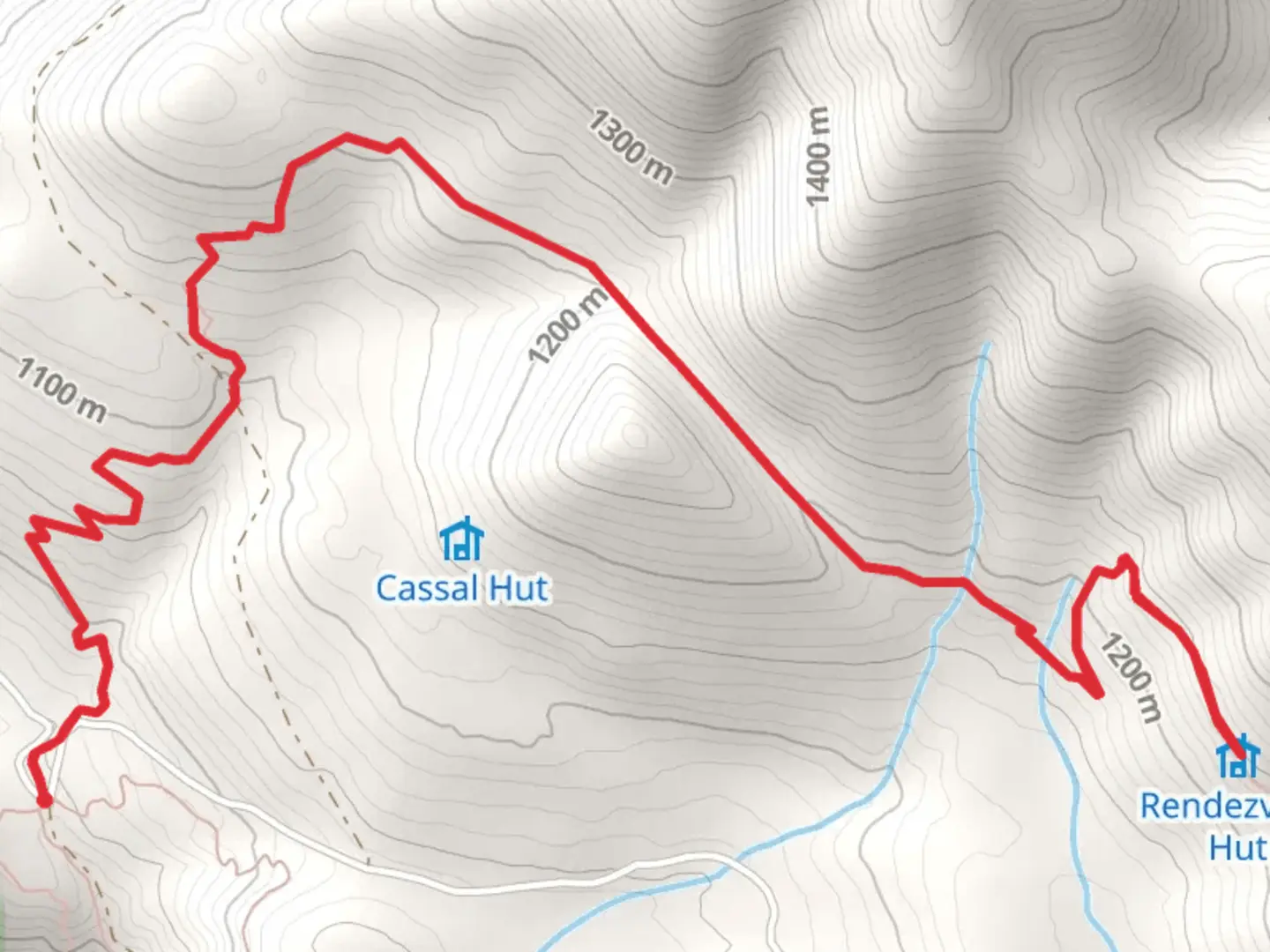 An image depicting the trail Renezvous Loop - Happy Ending and its surrounding area.