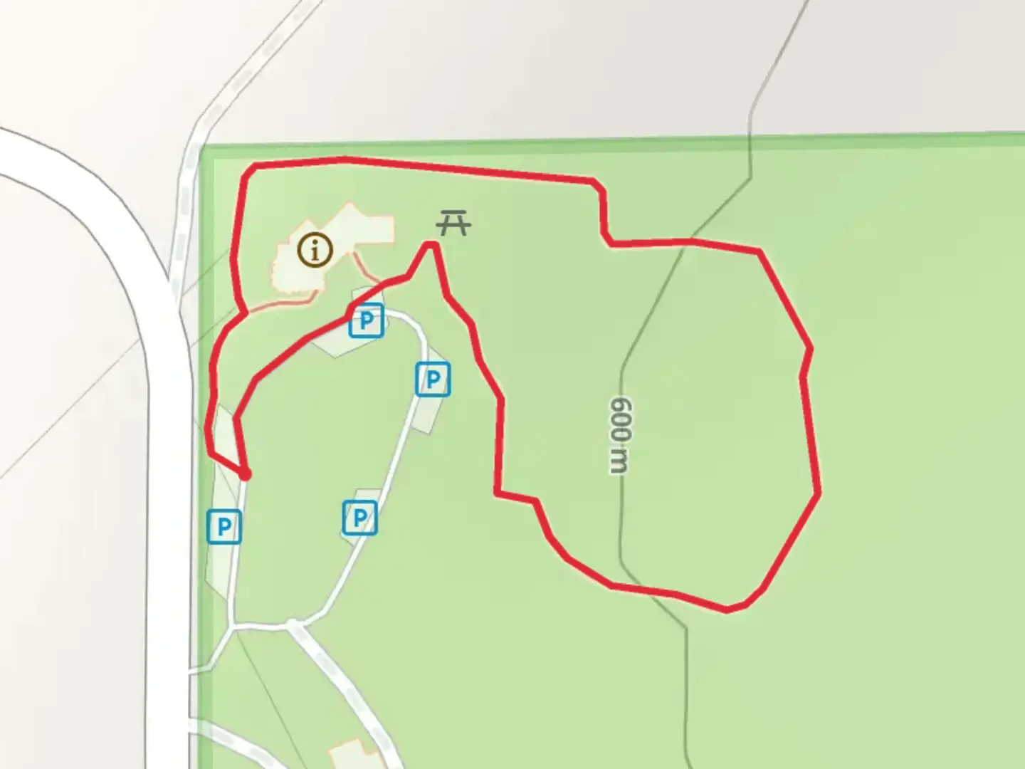 An image depicting the trail Fairbarn Road Loop and its surrounding area.