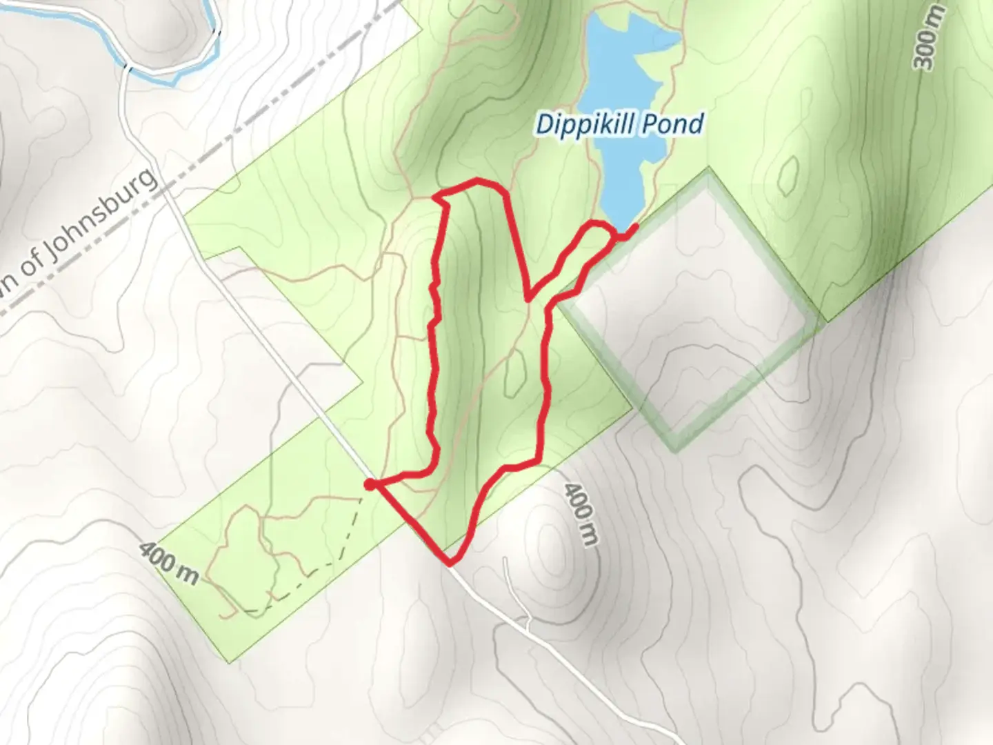 An image depicting the trail Dippikill Pond Loop Trail and its surrounding area.