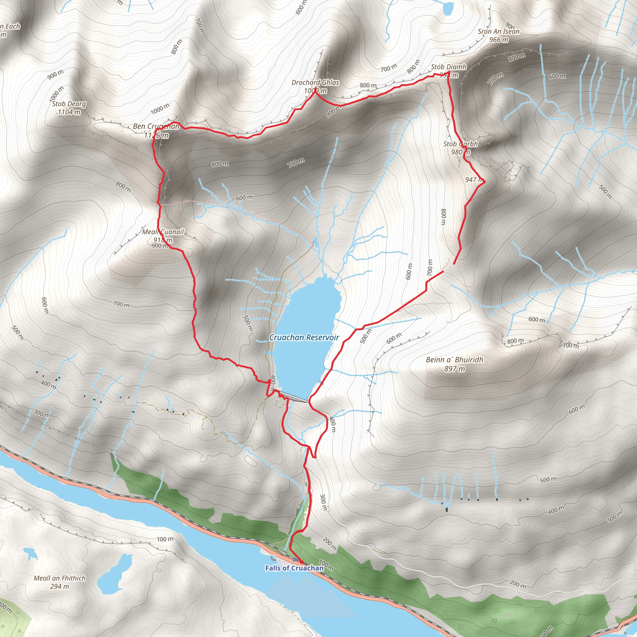 Ben Cruachan and Meall Cuanail mobile static map