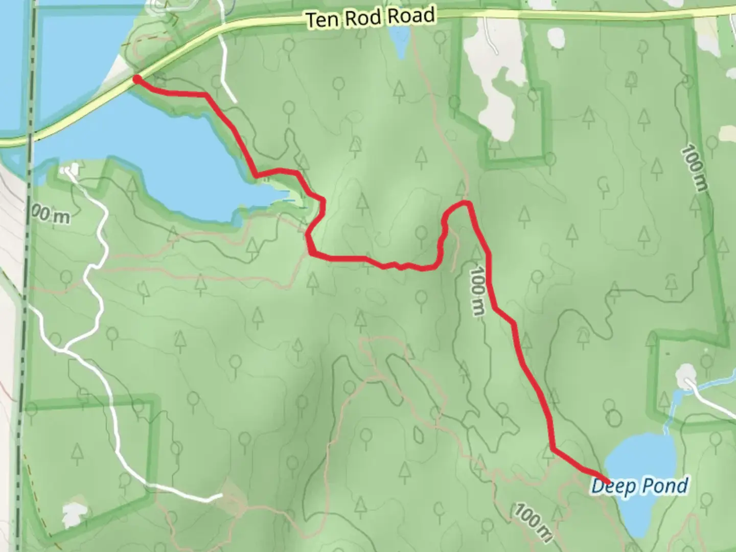 An image depicting the trail Deep Pond via Tippecansett Trail and its surrounding area.