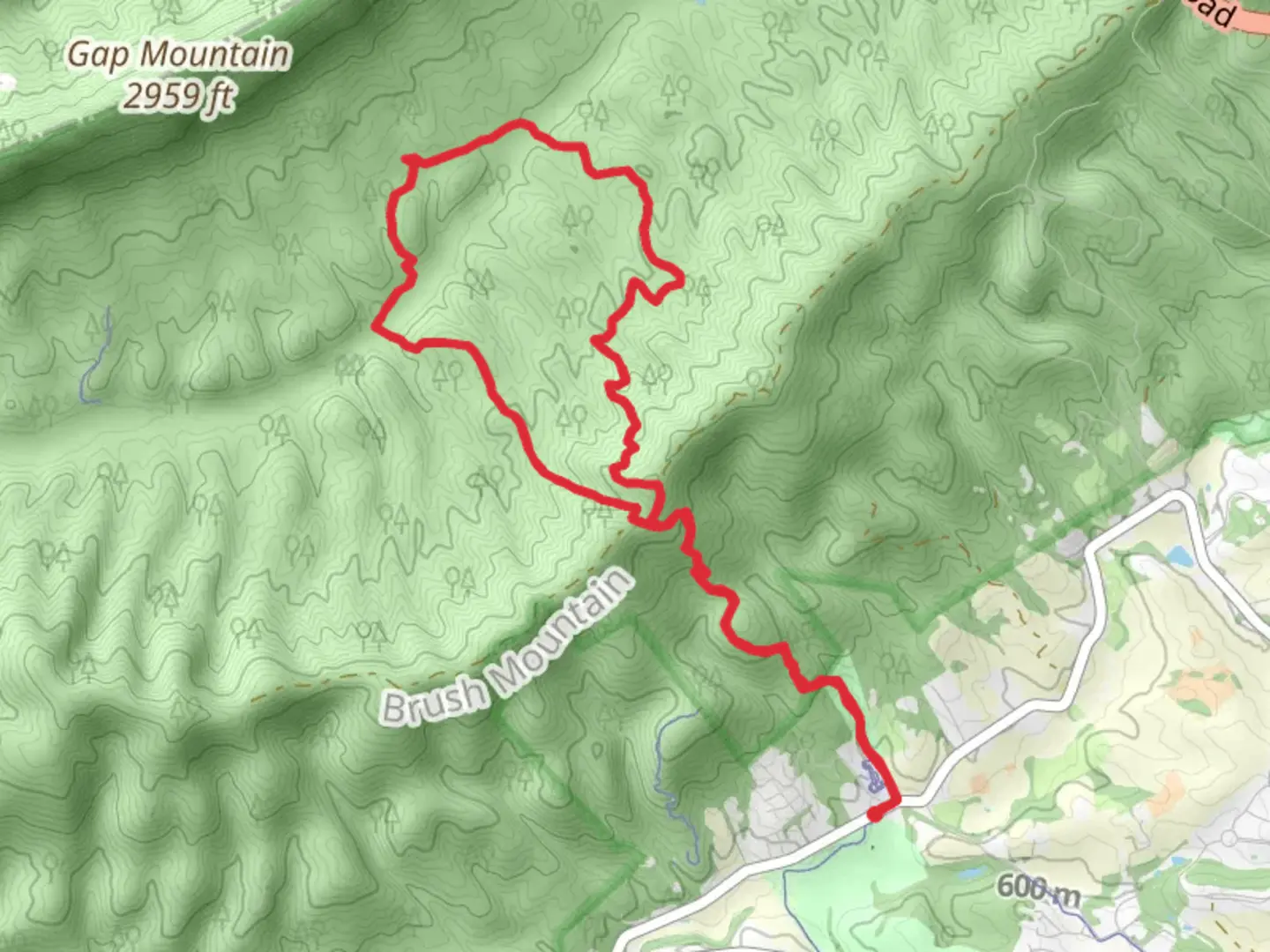 An image depicting the trail Poverty Creek Trail and Snakeroot Loop and its surrounding area.