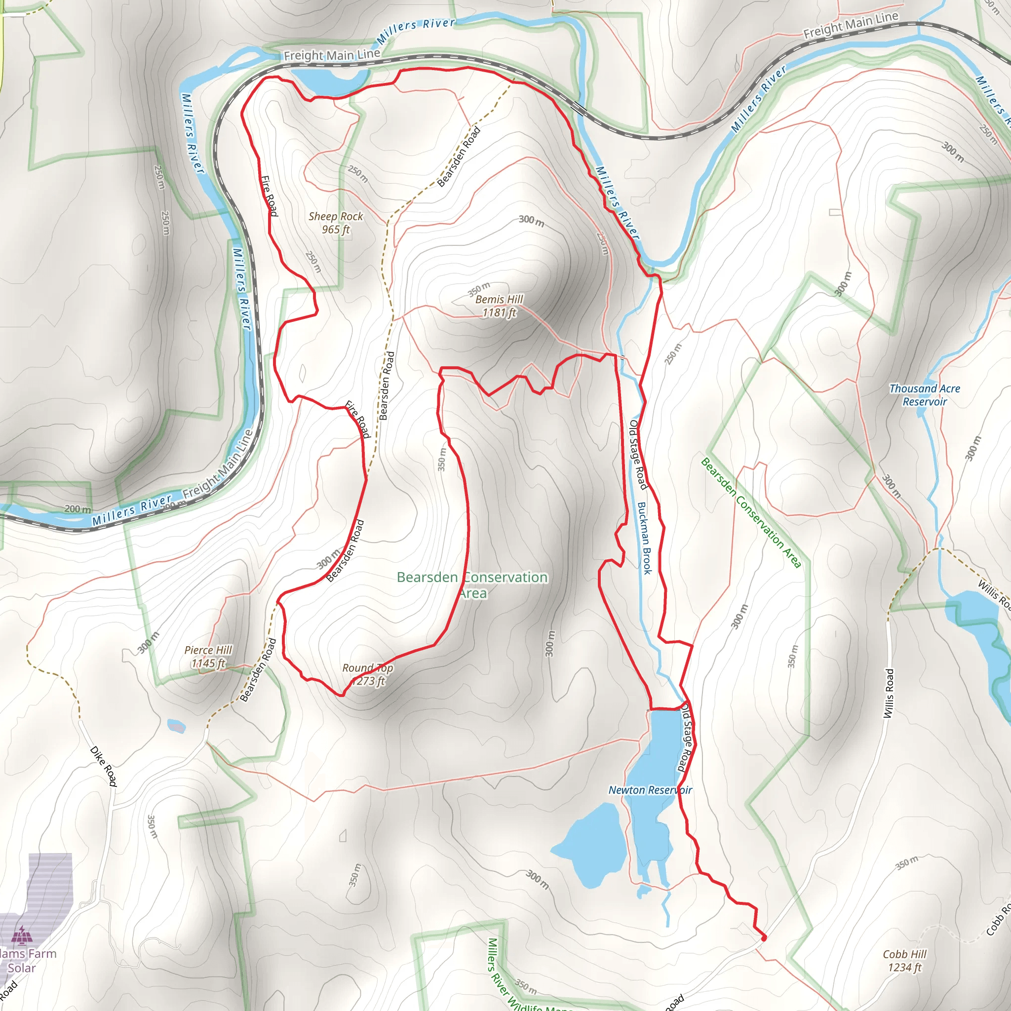 Newton Reservoir, Bemis Hill and Sheep Rock Loop mobile static map