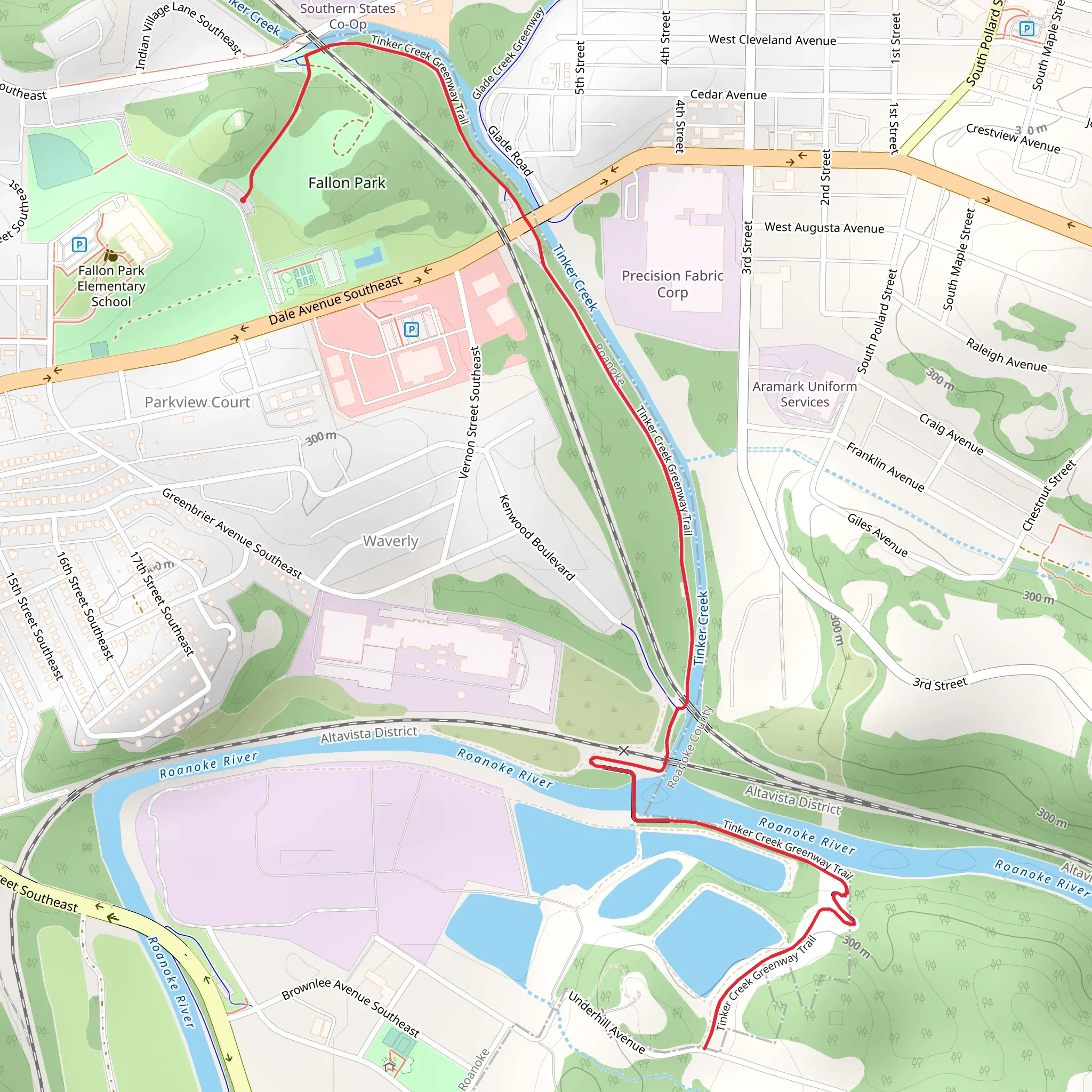 Tinker Creek Greenway Trail - Fallon Park mobile static map