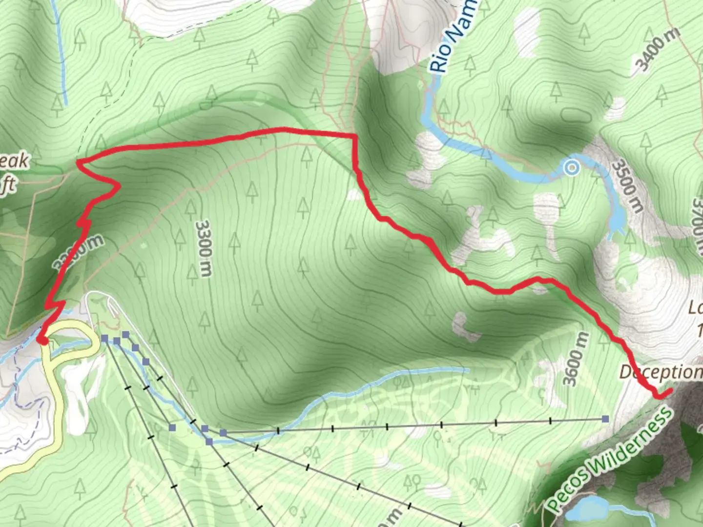 An image depicting the trail Ravens Ridge from Aspen Basin and its surrounding area.