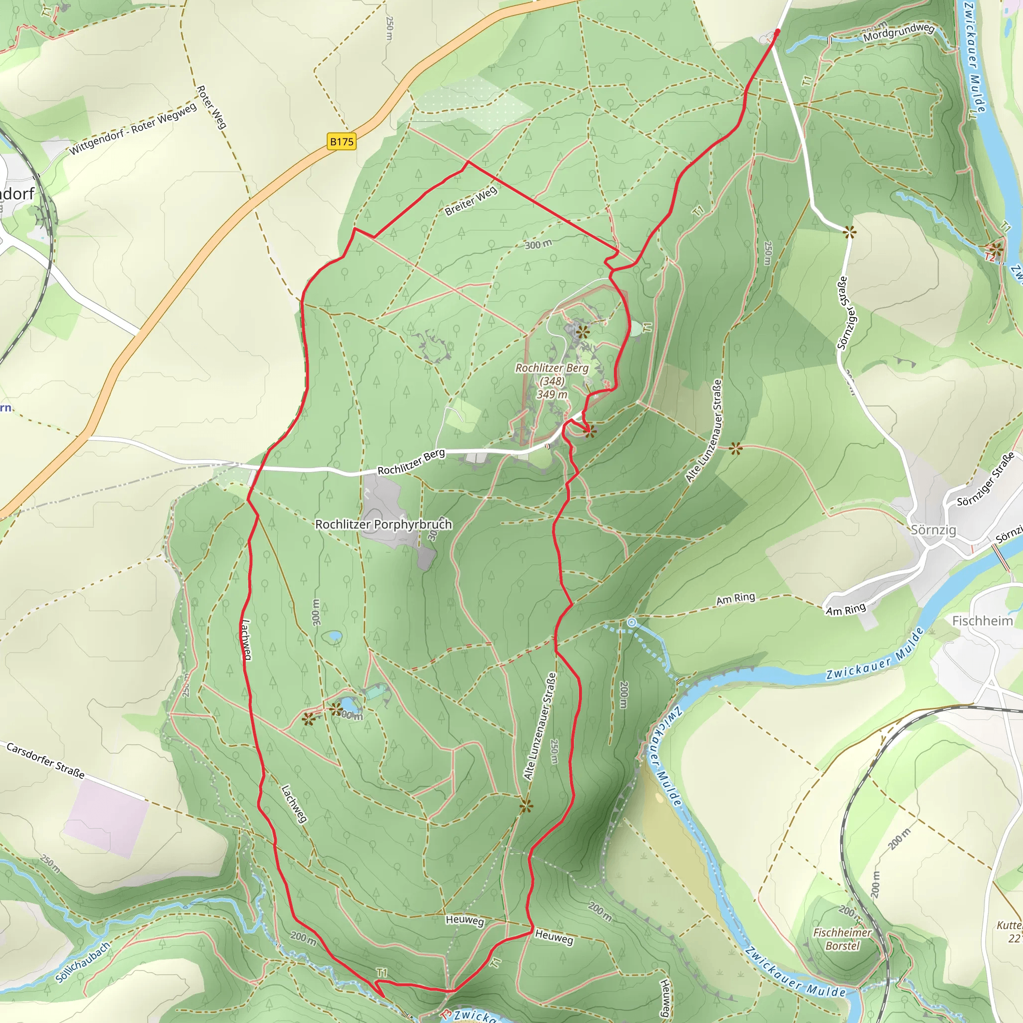 Panoramaausblick and Rochlitzer Bergwald via Lachweg mobile static map