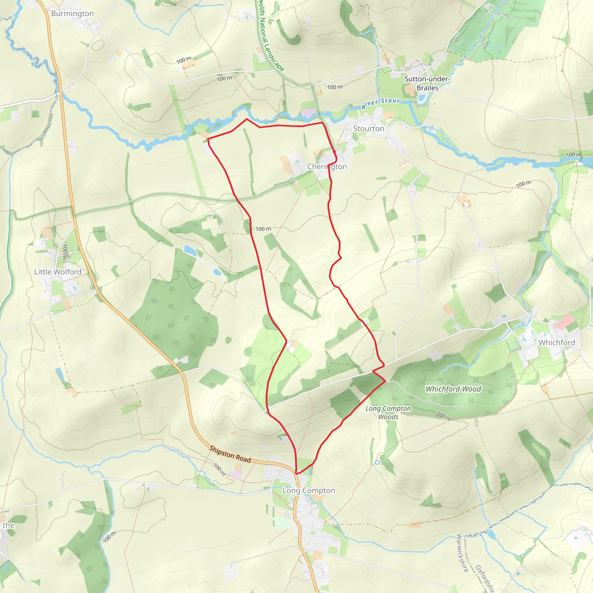 Cherrington and Long Compton Circular Walk mobile static map