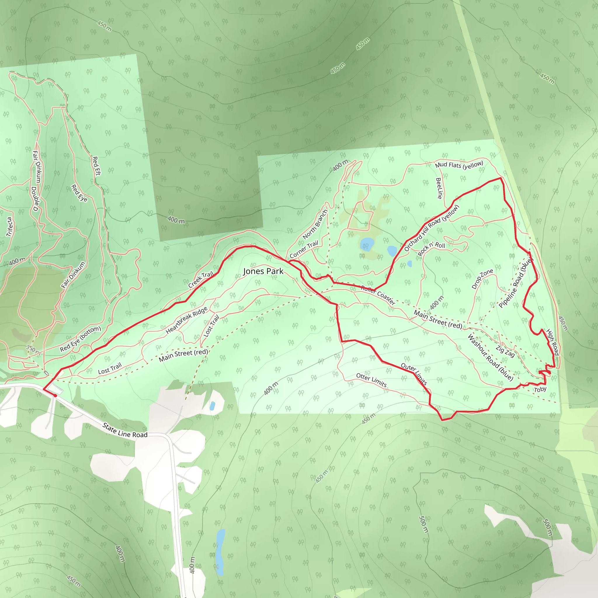 Orchard Hill Road and Outer Limits in Jones Park mobile static map
