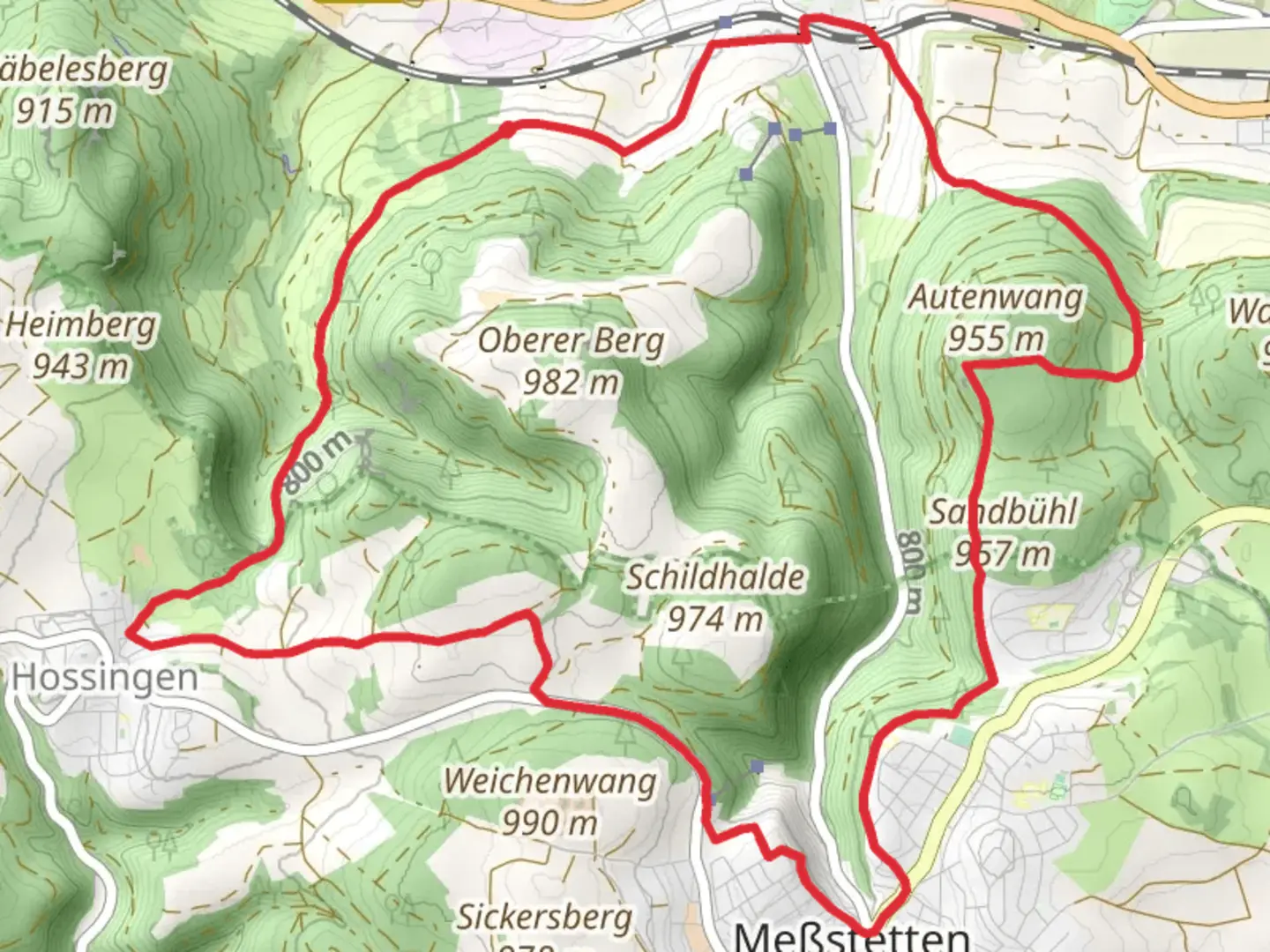 An image depicting the trail Sandbuhl and Autenwang Loop - Lautlingen and its surrounding area.