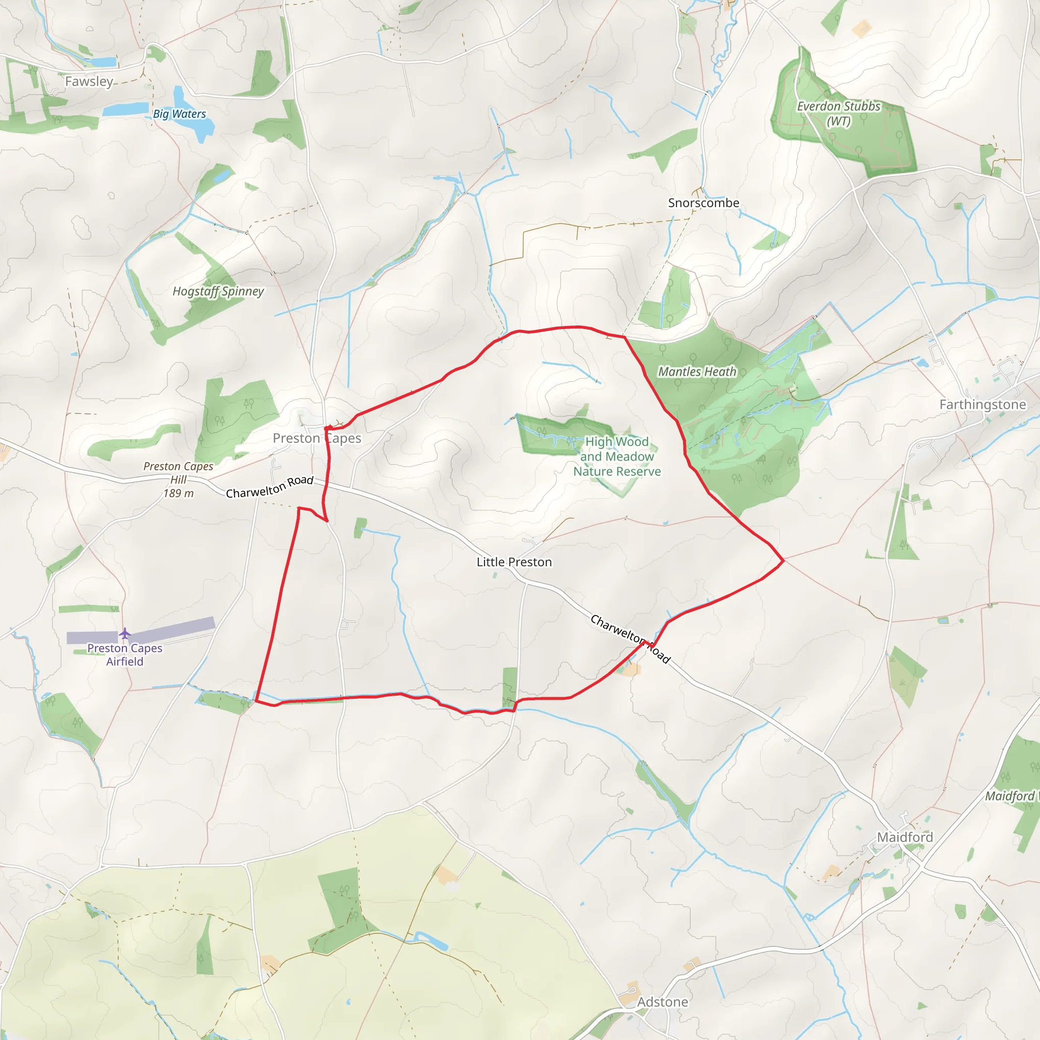 Preston Capes Loop mobile static map