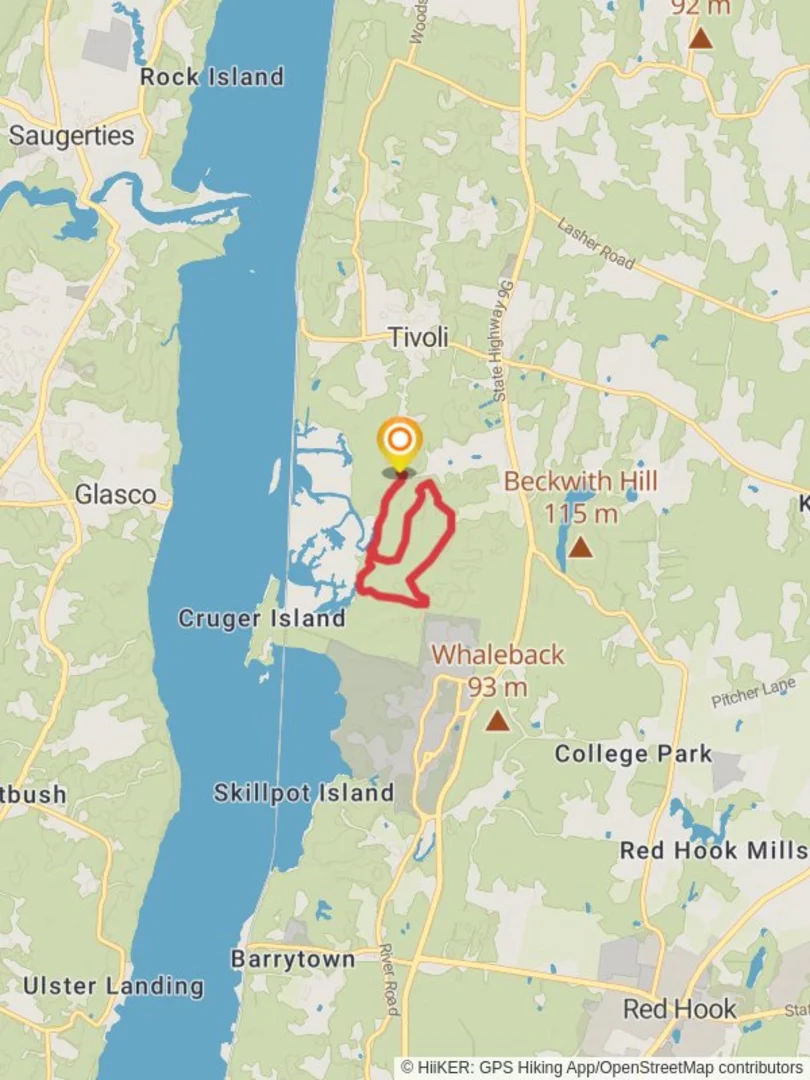 An image depicting the trail Ward Manor Cemetery Loop and its surrounding area.