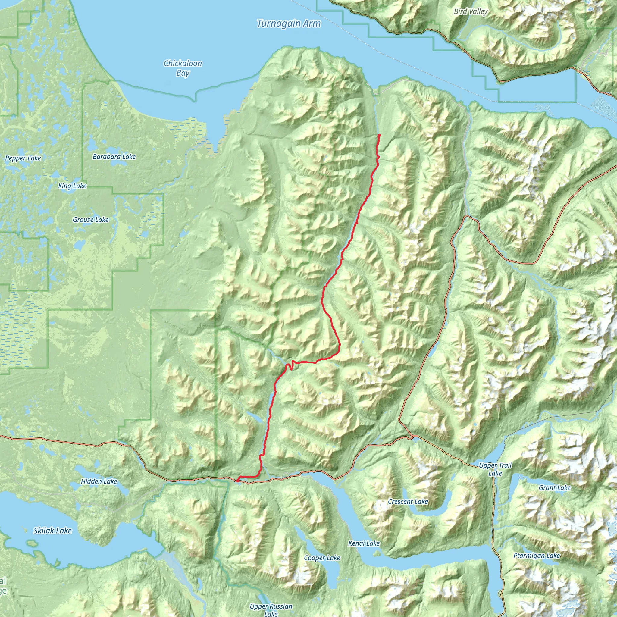 Resurrection Pass Trail from Resurrection Creek Road mobile static map