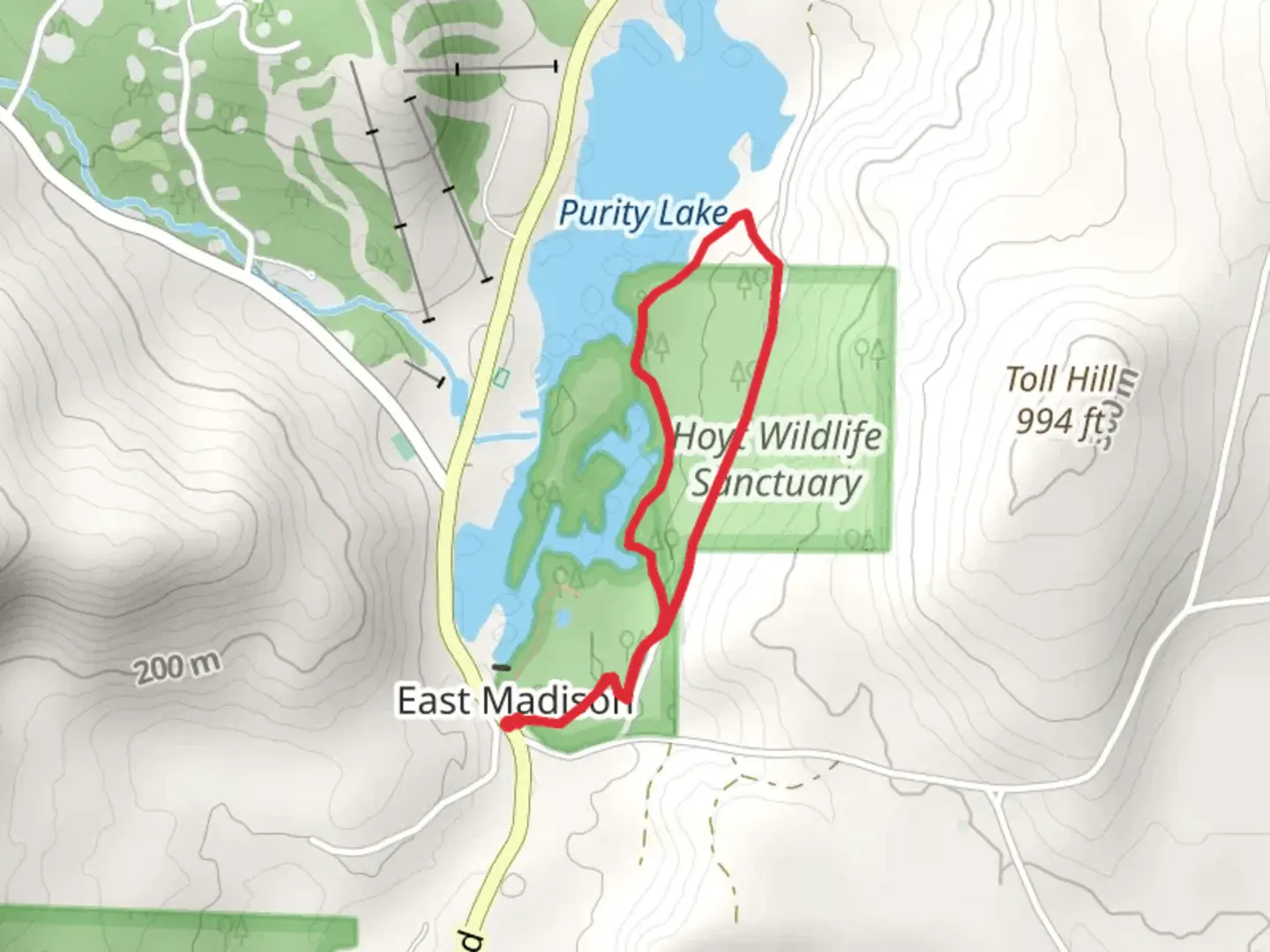 An image depicting the trail Hoyt Wildlife Sanctuary Loop - East Madison and its surrounding area.