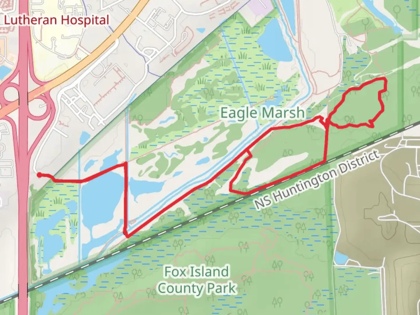 An image depicting the trail Graham McCulloch Ditch and Eagle Marsh Loop Trail and its surrounding area.