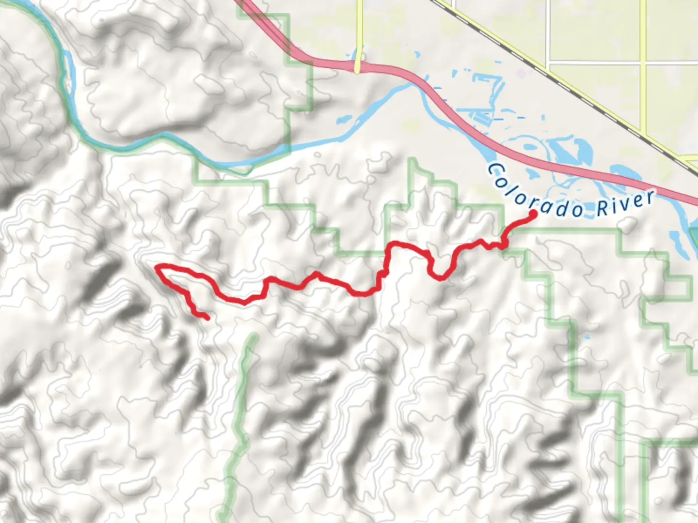 An image depicting the trail Rattlesnake Arches Trail and Pollock 1 and its surrounding area.